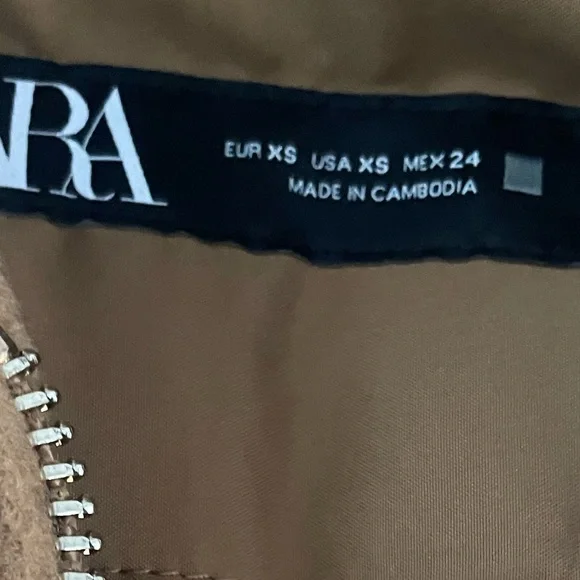 Zara Tan Bomber Jacket Suede-Like Finish - Picture 2 of 3